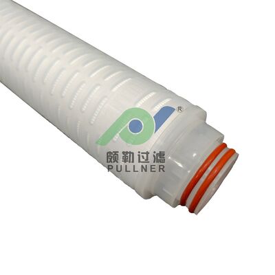 خرطوشة فلتر مطوية PTFE مقاس 40 بوصة مع سيليكون أحمر لترشيح المواد الكيميائية ذات معدل التدفق العالي والسوائل عالية النقاء