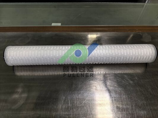 خرطوشة فلتر مطوية PTFE مقاس 40 بوصة مع سيليكون أحمر لترشيح المواد الكيميائية ذات معدل التدفق العالي والسوائل عالية النقاء
